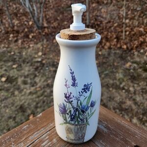 Ceramic Milk Bottle Soap Dispenser With Lavender Design And Soap Dispenser Kit